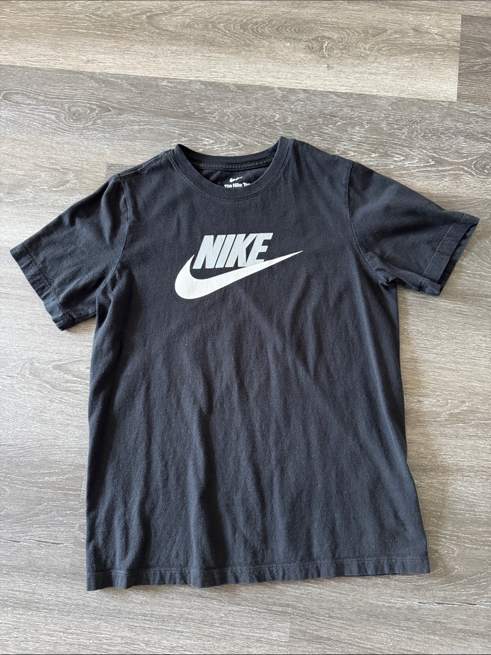 Nike Black Short Sleeve Tee with White Swoosh Logo Boys XL
